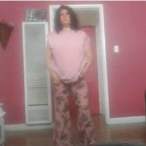 Trees Naturals Tunic Blouse Rayon with White Satin Ruffle Trim